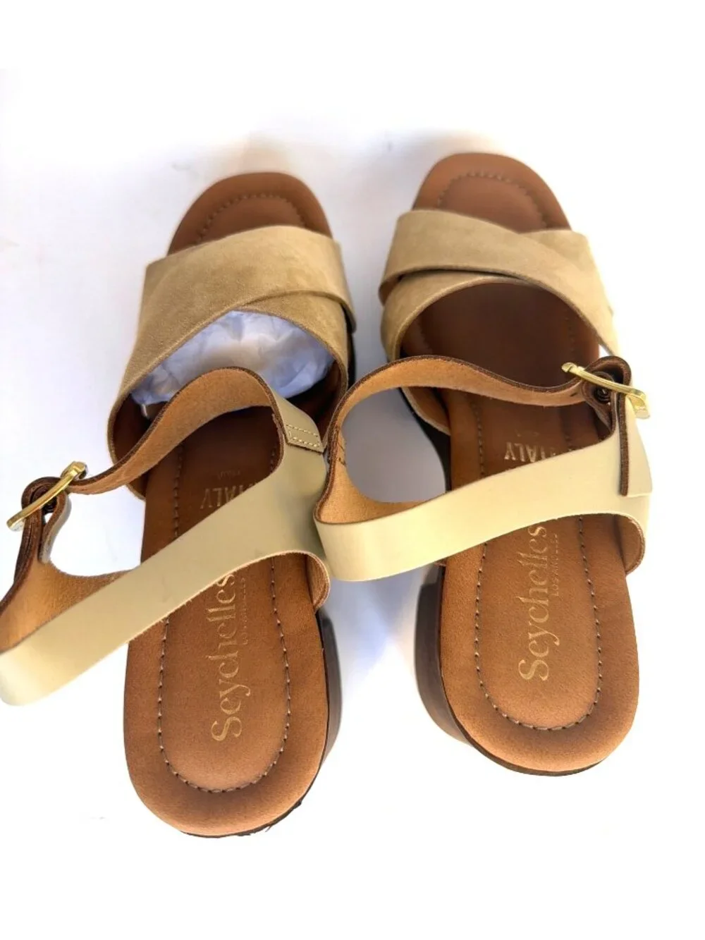 Seychelles Paloma Beige Sand Suede Platform Sandals Size 8